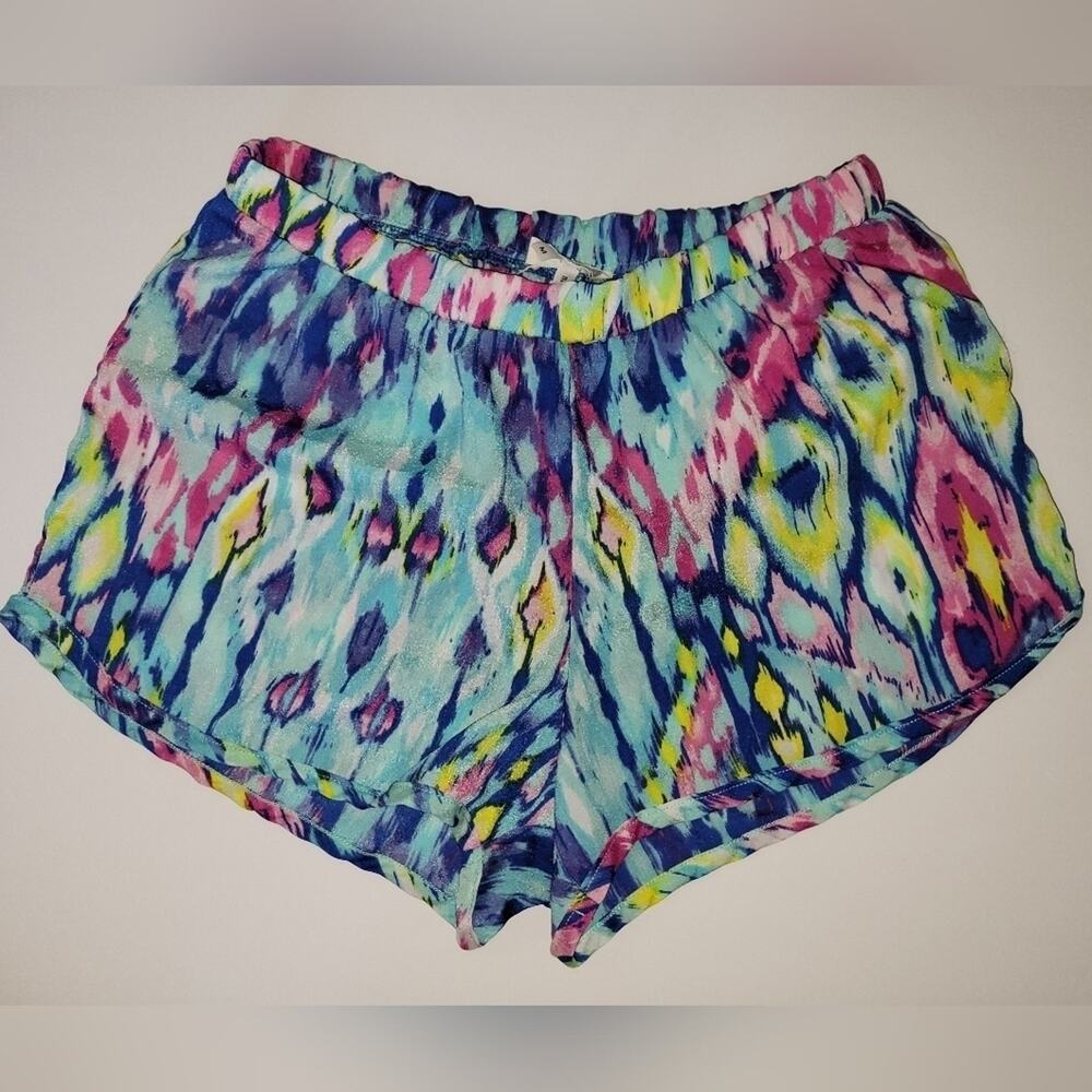 Kirra Womens M Watercolor Whimsical Lightweight Chiffon Summer Festival Shorts